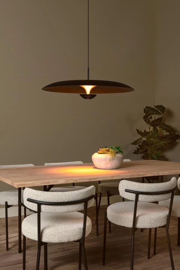 Lucide Premium KENNETH - Pendelleuchten - Ø 80 cm - LED Dim. - 1x22W 2700K - Schwarz - Atmosphäre 1
